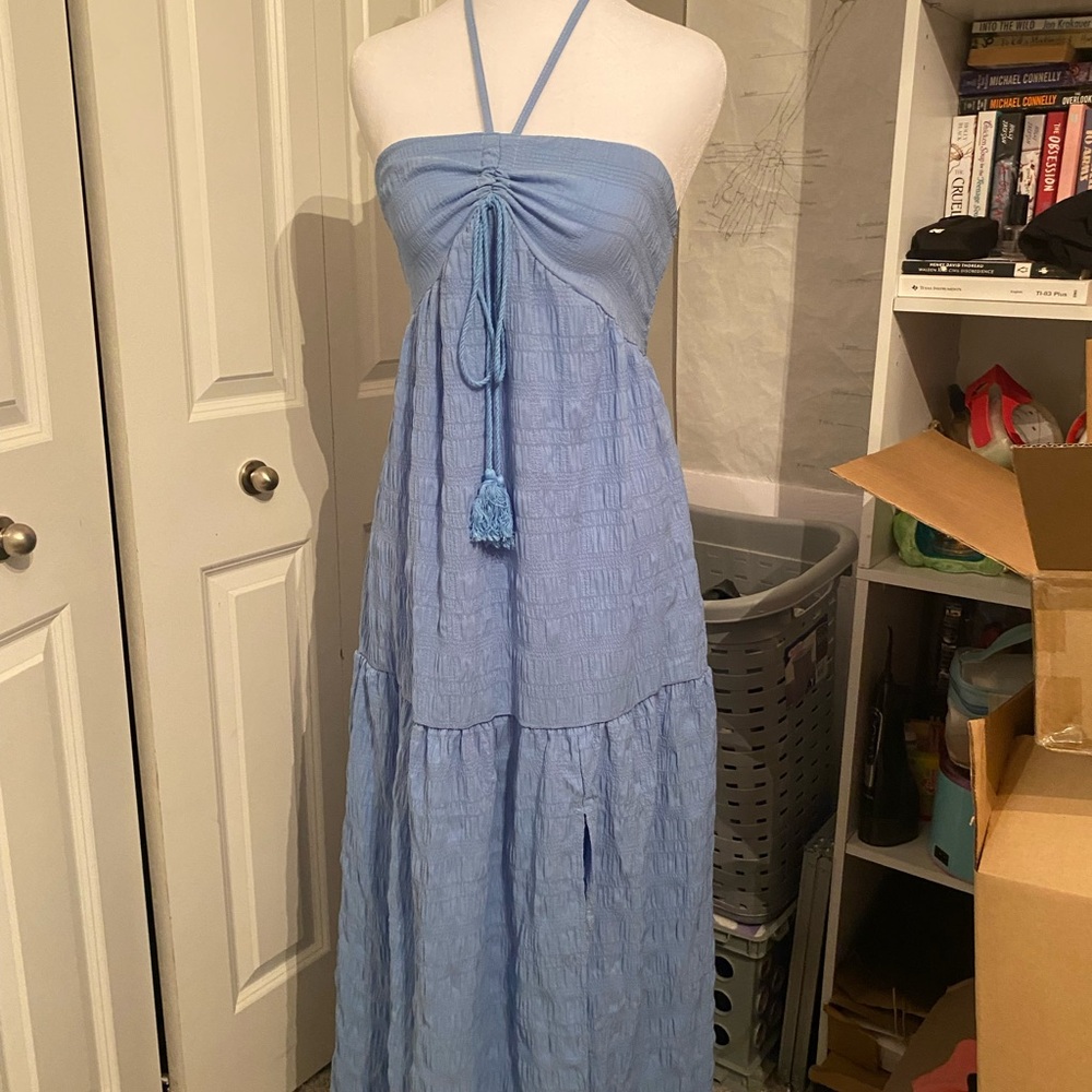 SHEIN Light Blue Strapless Maxi Dress